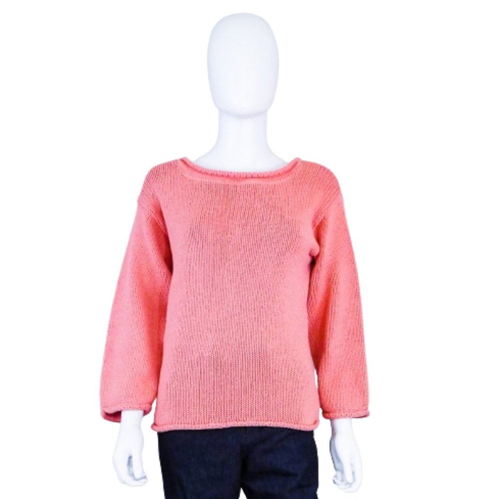 CHELSEA STUDIO CORAL ORANGE LONG SLEEVE BOAT NECK SWEATER - TERRA COTTA - MEDIUM